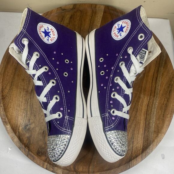 Converse Chuck Taylor All Star Womens Purple Glitter Studded Size 8.5 Shoes - Picture 6 of 10